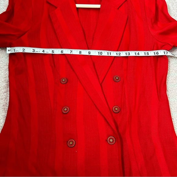 Vintage Sauci Red Stripe Skirt Suit Set Size Med Blazer Size 3 Skirt Office 90's - Picture 11 of 16